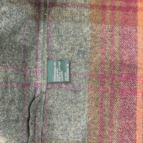 Vintage Lauren Ralph Lauren Petite Tweed Tartan Lamb Wool Leather Elbow Womens M - Picture 8 of 14
